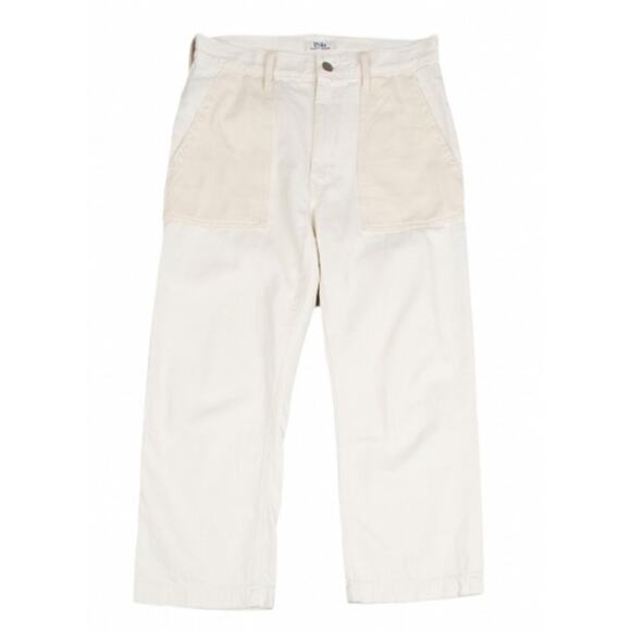 Ralph Lauren Polo Cotton Pocket Switching Two Tone Pants Cream Color Women Sz 28 - Picture 1 of 13